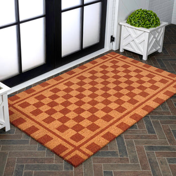 Harper Classic Farmhouse Checkerboard Coir Area Rug